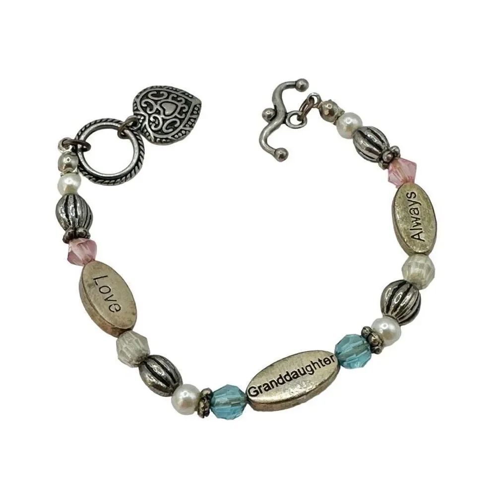 Love Granddaughter always silver tone beaded bracelet
